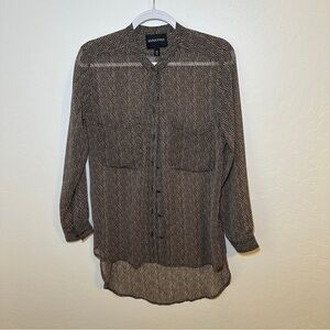 Mink Pink Animal Print Oversized Tunic‎ Button Down Blouse Size XS